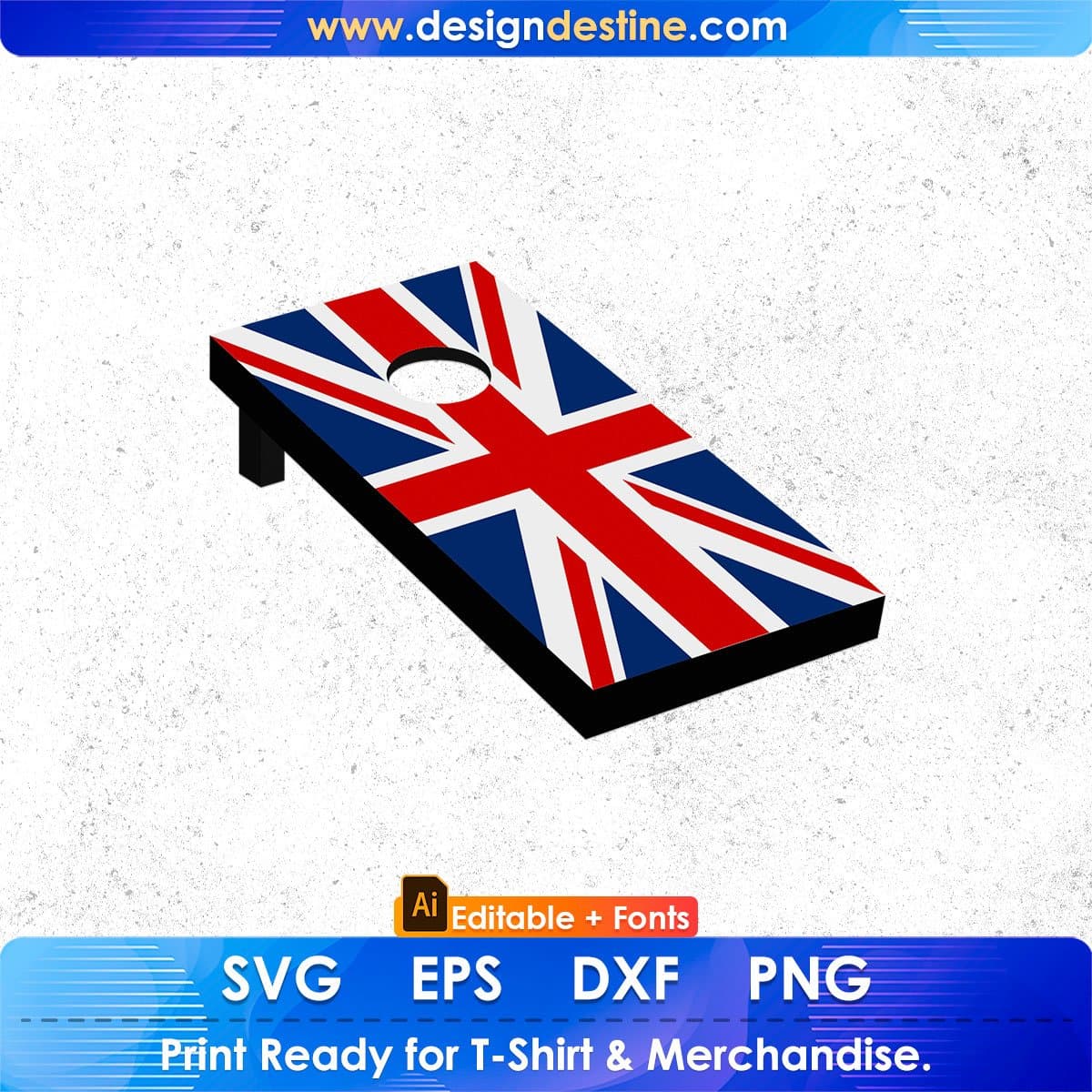 UK Flag Cornhole Editable T shirt Design In Ai Svg Png Cutting Printable Files