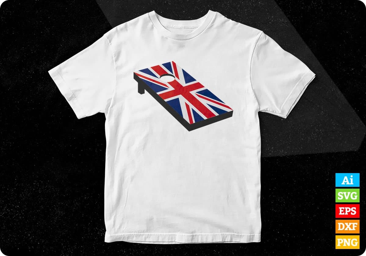 UK Flag Cornhole Editable T shirt Design In Ai Svg Png Cutting Printable Files
