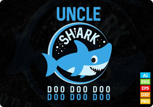 Uncle Shark T Shirt Design In Png Svg Cutting Printable Files