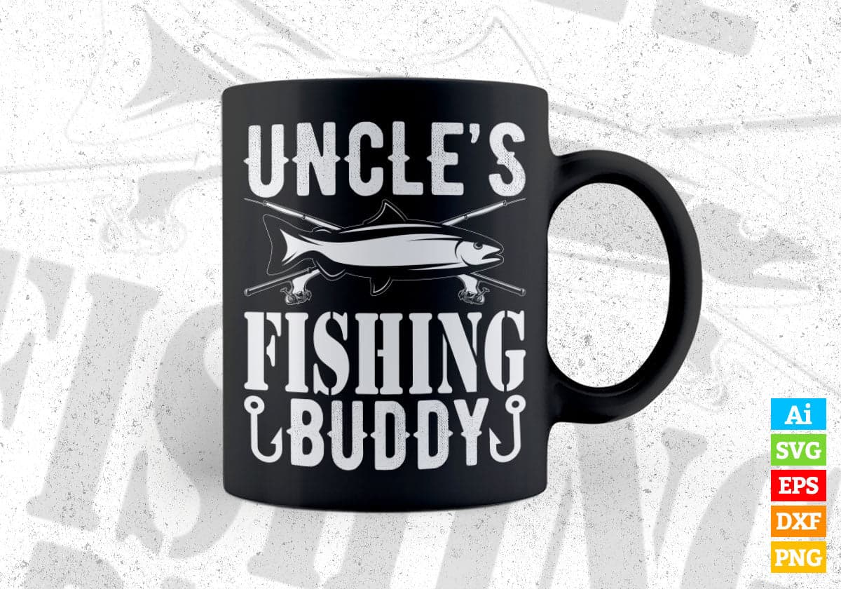 Uncle's Fishing Buddies Editable Vector T-shirt Design in Ai Svg Png Files