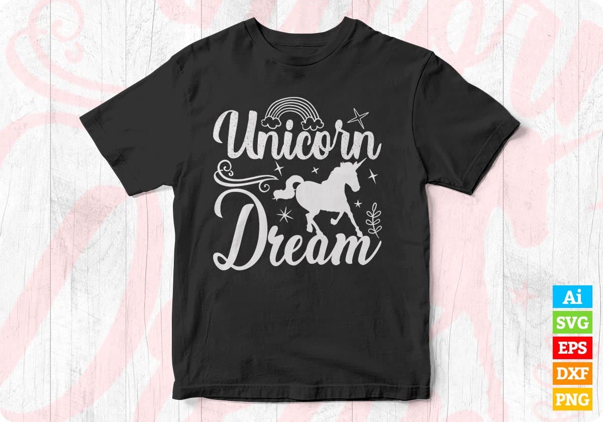Unicorn Dream Animal T shirt Design In Svg Png Cutting Printable Files