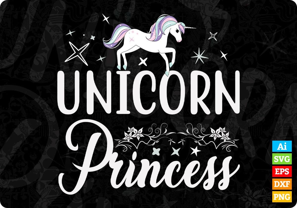 Unicorn Princess Animal T shirt Design In Svg Png Cutting Printable Files
