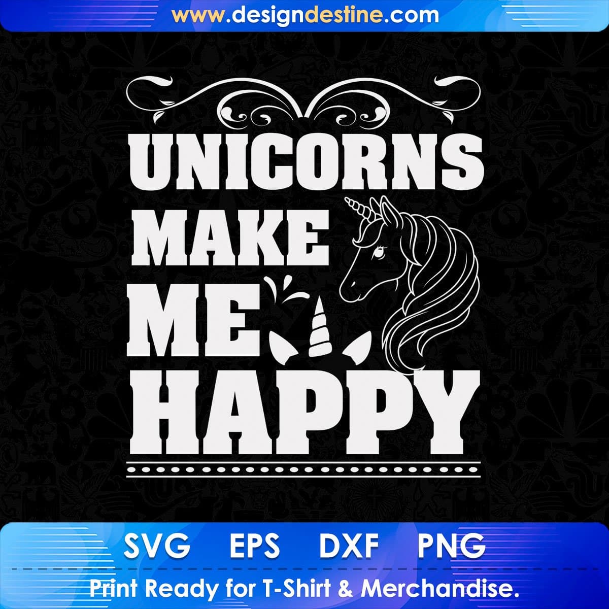 Unicorns Make Me Happy Animal T shirt Design In Svg Png Cutting Printable Files