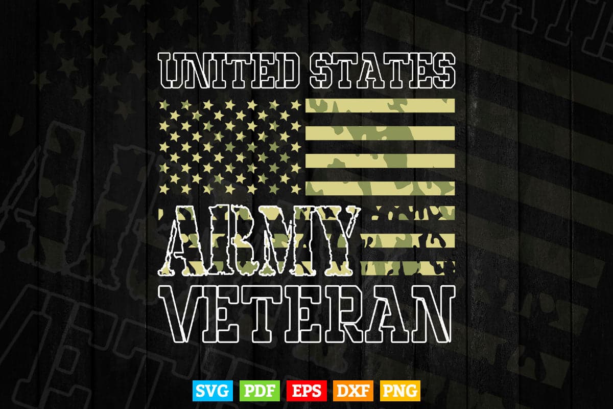 United State Army Veteran Usa Flag Svg Png Cut Files.