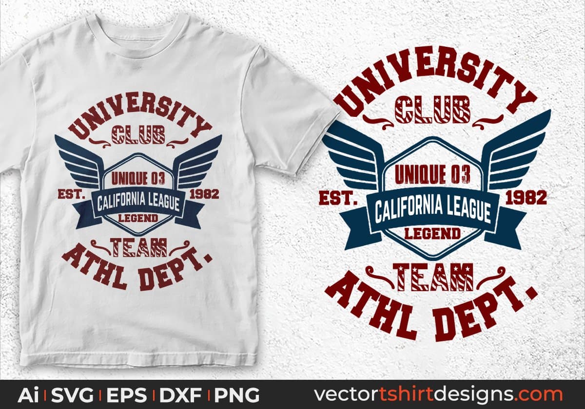 University Club Unique California League Legend Team Athl Dept. American Football Editable T shirt Design Svg Cutting Printable Files
