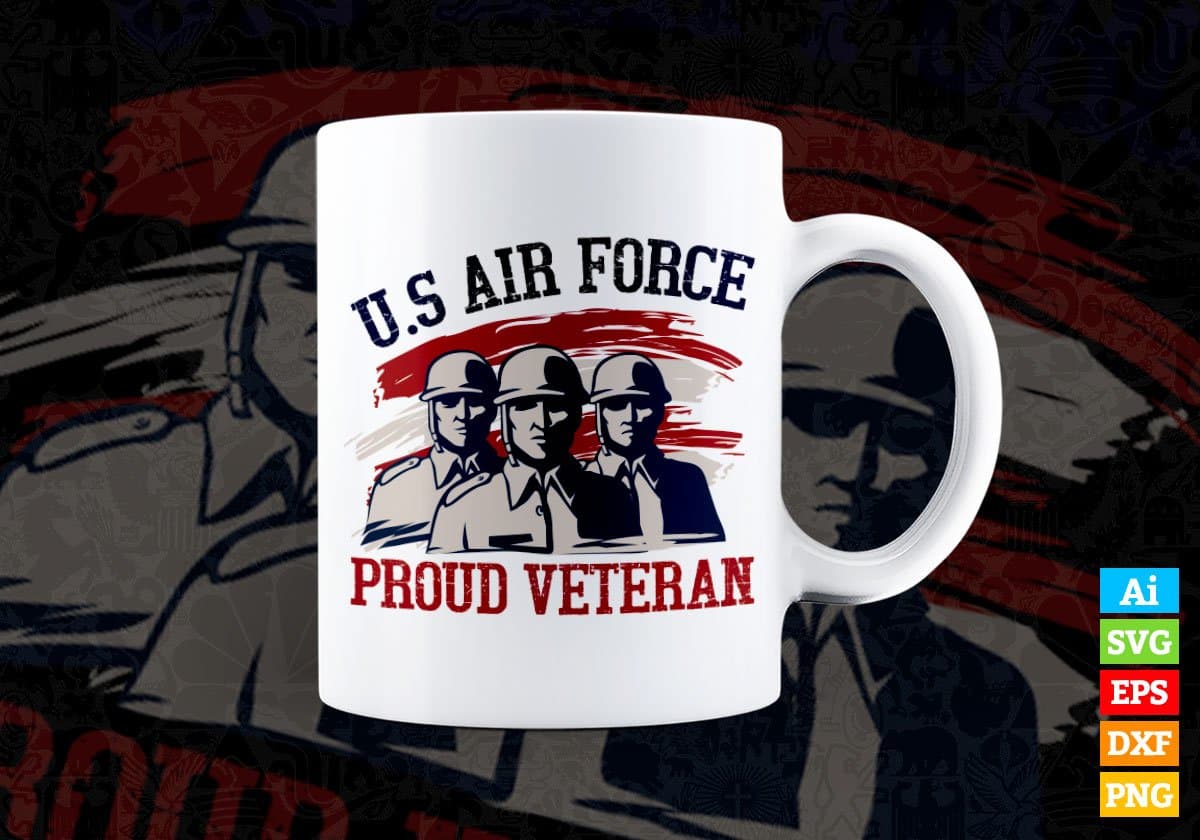 US Air Force Proud Veteran Editable Vector T shirt Designs In Svg Png Printable Files