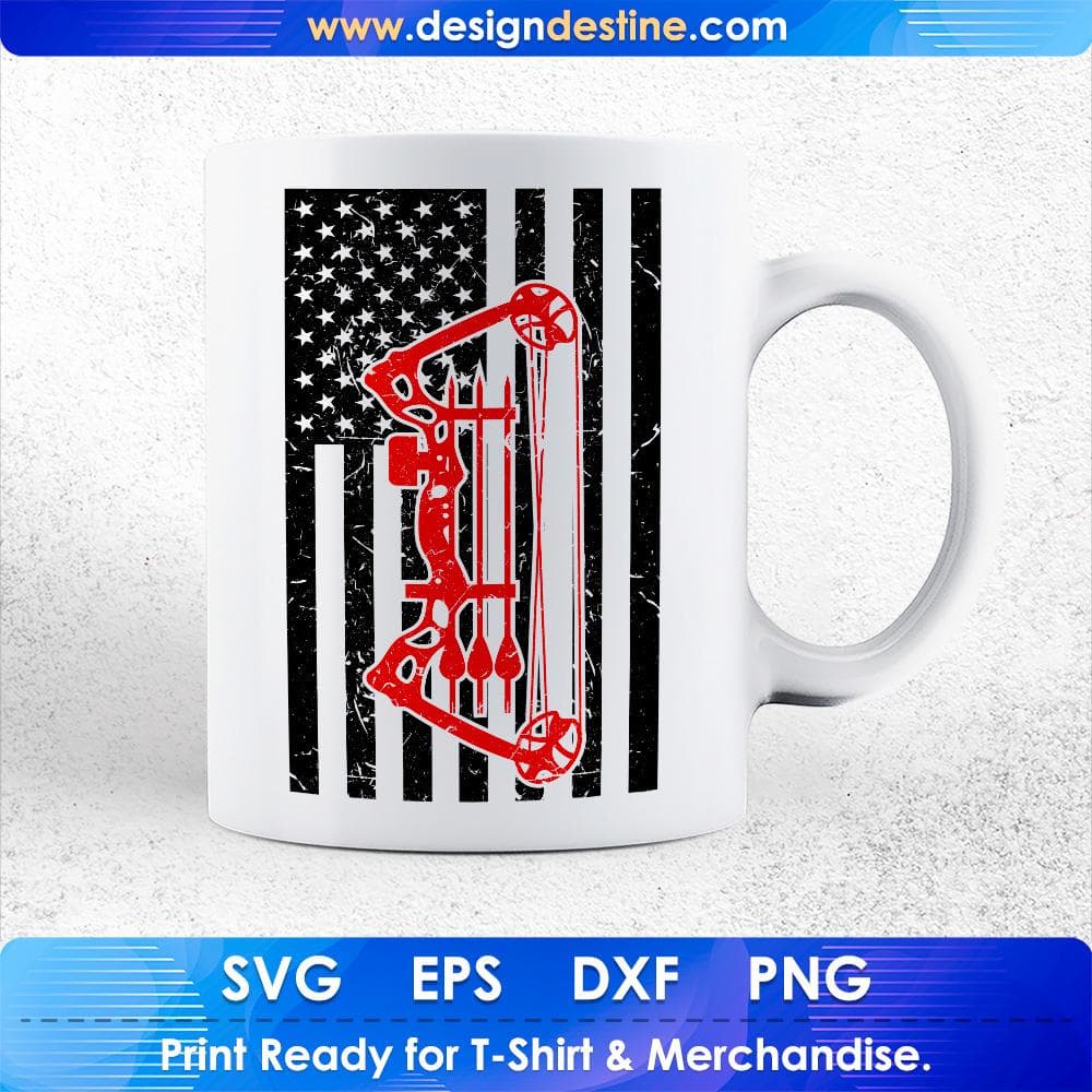 USA Flag Bow Hunting T shirt Design Svg Cutting Printable Files