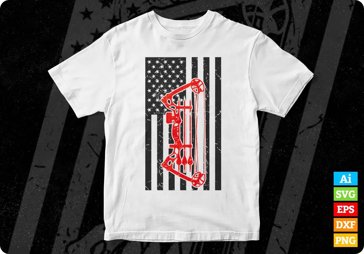USA Flag Bow Hunting T shirt Design Svg Cutting Printable Files