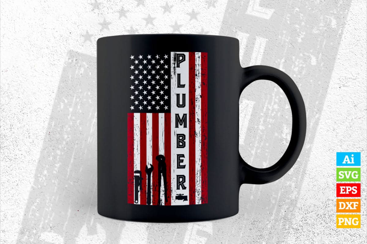 USA Flag Patriotic Plumber 4th of July Plumbing Gifts Vector T shirt Design in Ai Png Svg Files.