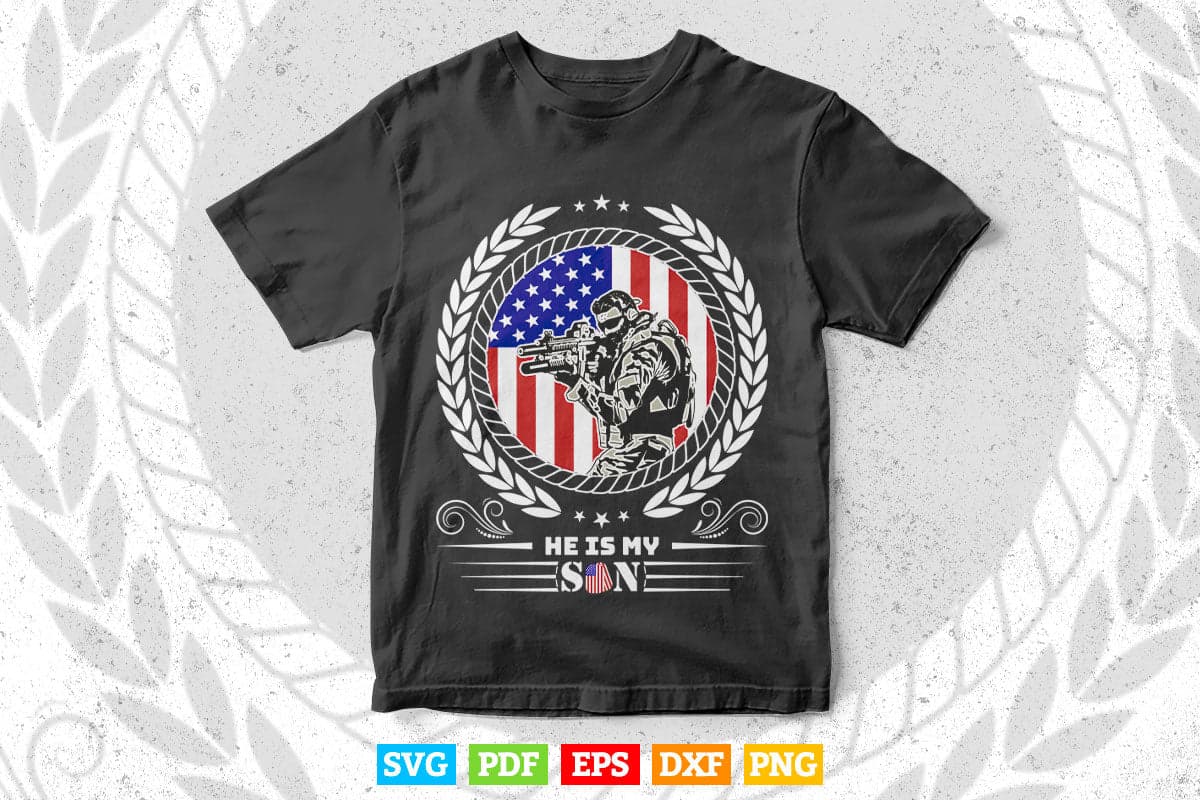 USA Flag Veteran He Is Son 4th of July Svg T shirt Design.