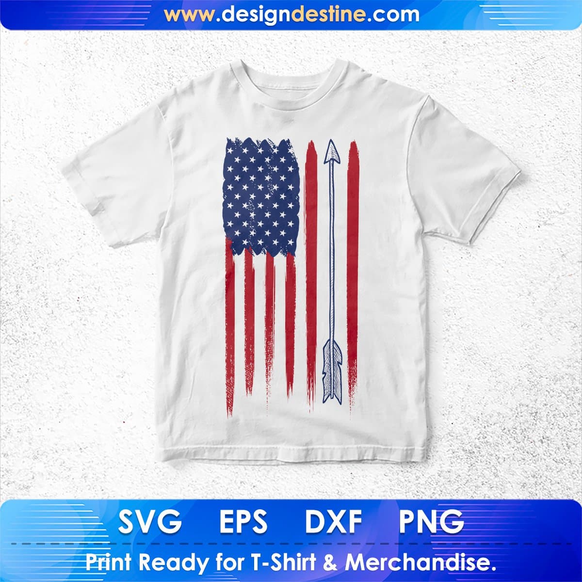 USA Flag with Bow Arrow 4th of July T shirt Design In Ai Svg Printable Files