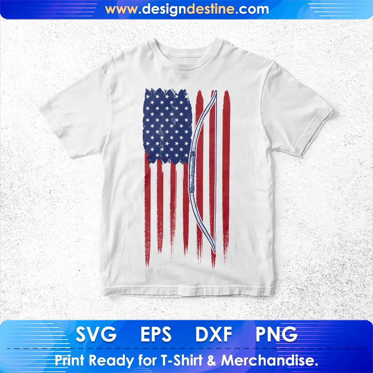 USA Flag With Bow Hunting 4th of July T shirt Design In Svg Printable Files