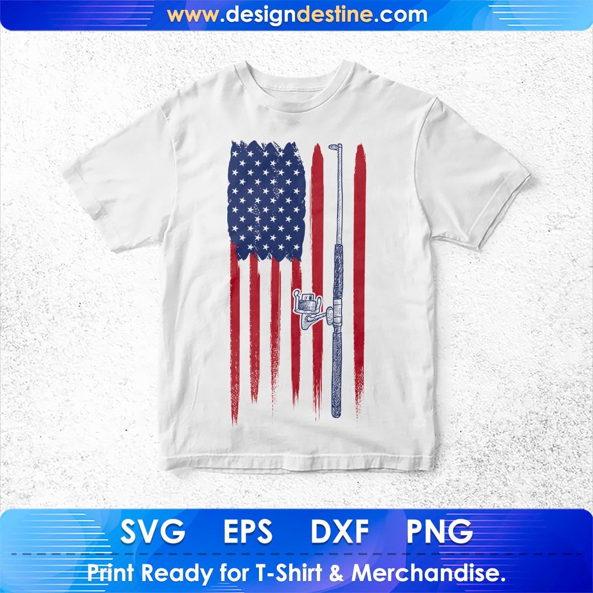 USA Flag With Fishing 4th of July T shirt Design In Ai Svg Printable Files