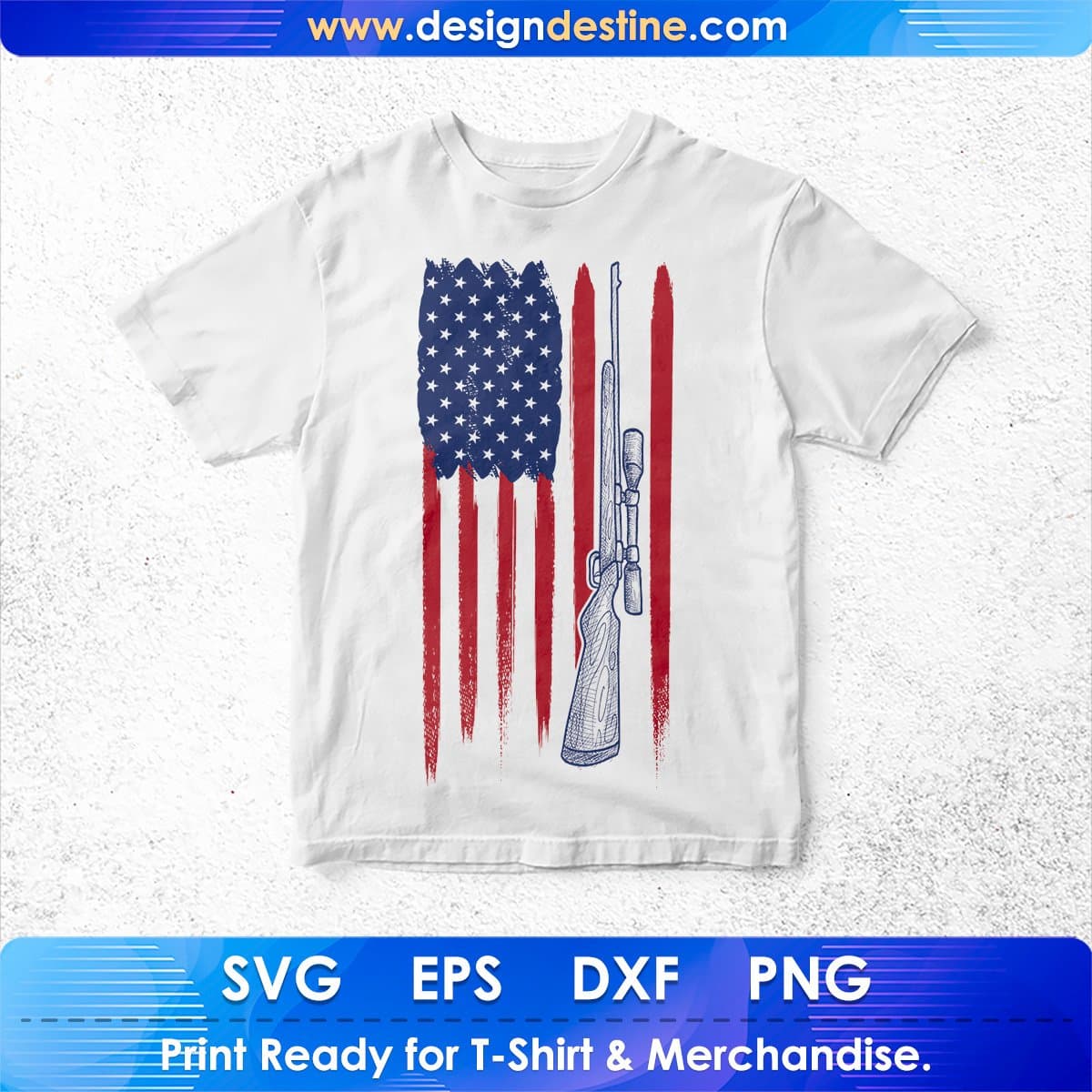 USA Flag With Gun 4th of July Hunting T shirt Design In Ai Svg Printable Files