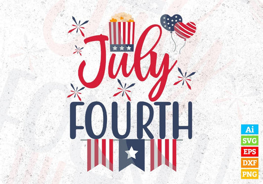 USA Flag With July Fourth T shirt Design In Svg Png Cutting Printable Files