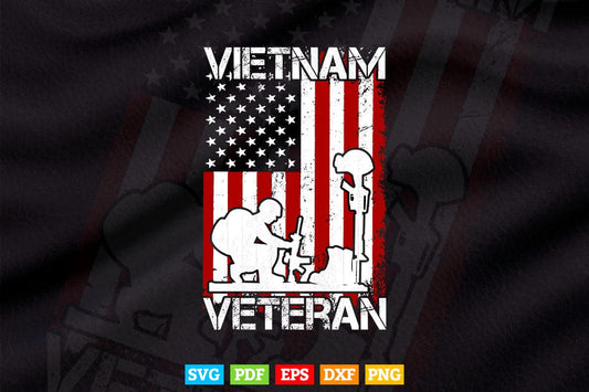 Vietnam Veteran US Flag Gift Vietnam War Vet Svg T shirt Design.