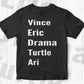 Vince Eric Drama Turtle Ari T shirt Design In Png Svg Cutting Printable Files