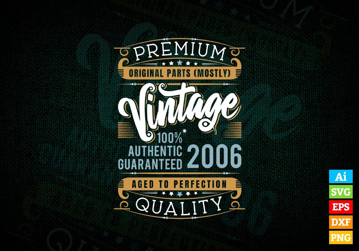 Vintage 16th Birthday 2006 Aged To Perfection Editable Vector T shirt Design Svg Png files