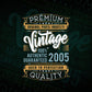 Vintage 17th Birthday 2005 Aged To Perfection Editable Vector T shirt Design Svg Png files