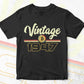 Vintage 1947 of 75th Birthday for Bitcoin Lovers Editable Vector T-shirt Design in Ai Svg Png Files