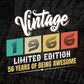 Vintage 1966 Limited Edition 56 Years of Being Awesome Birthday Editable T shirt Design Svg File