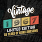 Vintage 1967 Limited Edition 55 Years of Being Awesome Birthday Editable T shirt Design Svg File