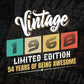 Vintage 1968 Limited Edition 54 Years of Being Awesome Birthday Editable T shirt Design Svg File
