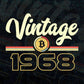 Vintage 1968 of 54th Birthday for Bitcoin Lovers Editable Vector T-shirt Design in Ai Svg Png Files