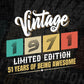 Vintage 1971 Limited Edition 51 Years of Being Awesome Birthday Editable T shirt Design Svg File