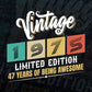 Vintage 1975 Limited Edition 47 Years of Being Awesome Birthday Editable T shirt Design Svg File