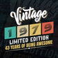 Vintage 1979 Limited Edition 43 Years of Being Awesome Birthday Editable T shirt Design Svg File