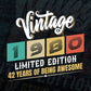 Vintage 1980 Limited Edition 42 Years of Being Awesome Birthday Editable T shirt Design Svg File
