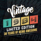 Vintage 1984 Limited Edition 38 Years of Being Awesome Birthday Editable T shirt Design Svg File