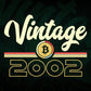 Vintage 2002 of 20th Birthday for Bitcoin Lovers Editable Vector T-shirt Design in Ai Svg Png Files