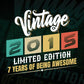 Vintage 2015 Limited Edition 7 Years of Being Awesome Birthday Editable T shirt Design Svg File