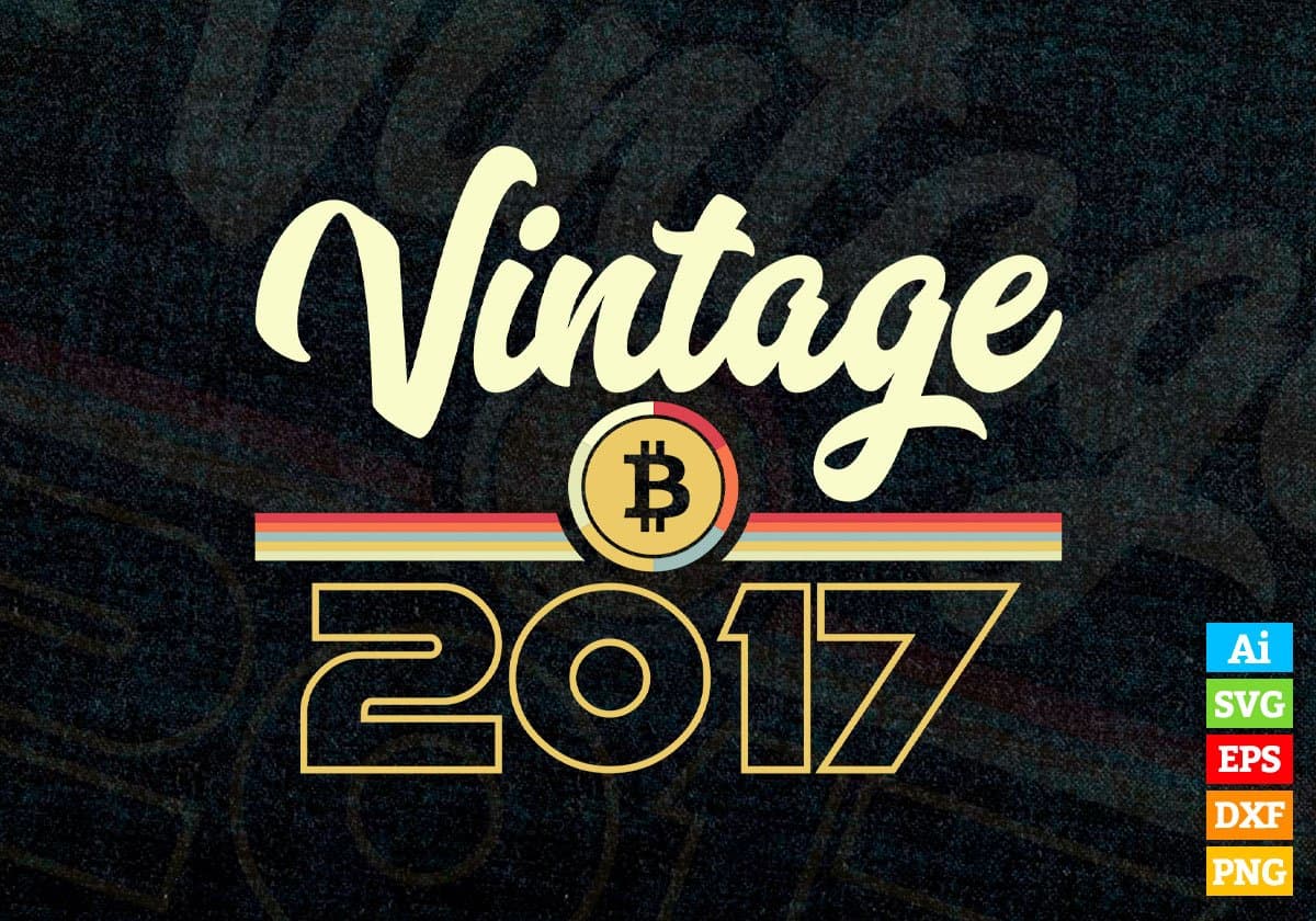 Vintage 2017 of 5th Birthday for Bitcoin Lovers Editable Vector T-shirt Design in Ai Svg Png Files