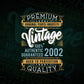 Vintage 20th Birthday 2002 Aged To Perfection Editable Vector T shirt Design Svg Png files