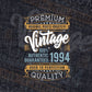 Vintage 28th Birthday 1994 Aged To Perfection Editable Vector T shirt Design Svg Png files