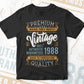 Vintage 34th Birthday 1988 Aged To Perfection Editable Vector T shirt Design Svg Png files
