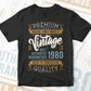 Vintage 42nd Birthday 1980 Aged To Perfection Editable Vector T shirt Design Svg Png files