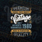Vintage 42nd Birthday 1980 Aged To Perfection Editable Vector T shirt Design Svg Png files