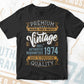 Vintage 48th Birthday 1974 Aged To Perfection Editable Vector T shirt Design Svg Png files