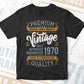 Vintage 52nd Birthday 1970 Aged To Perfection Editable Vector T shirt Design Svg Png files