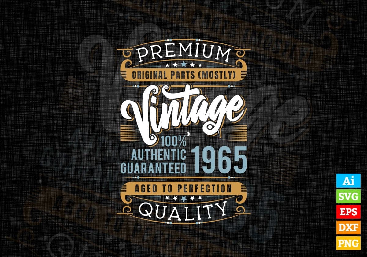 Vintage 57th Birthday 1965 Aged To Perfection Editable Vector T shirt Design Svg Png files