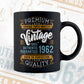 Vintage 60th Birthday 1962 Aged To Perfection Editable Vector T shirt Design Svg Png files