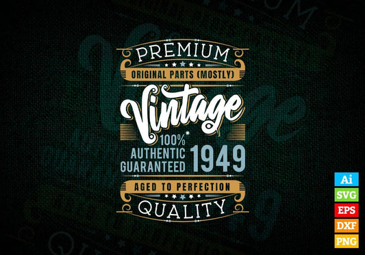 Vintage 73rd Birthday 1949 Aged To Perfection Editable Vector T shirt Design Svg Png files
