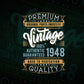 Vintage 74th Birthday 1948 Aged To Perfection Editable Vector T shirt Design Svg Png files