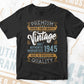 Vintage 77th Birthday 1945 Aged To Perfection Editable Vector T shirt Design Svg Png files