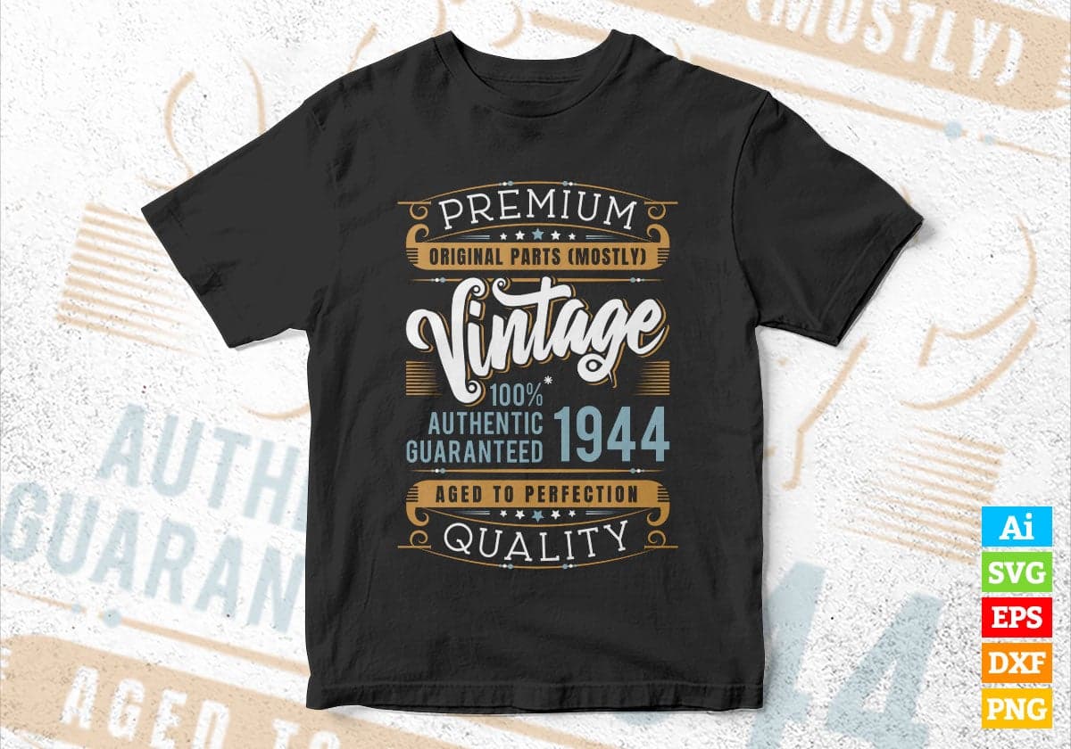 Vintage 78 Birthday 1944 Aged To Perfection Editable Vector T shirt Design Svg Png files