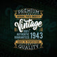 Vintage 79 Birthday 1943 Aged To Perfection Editable Vector T shirt Design Svg Png files